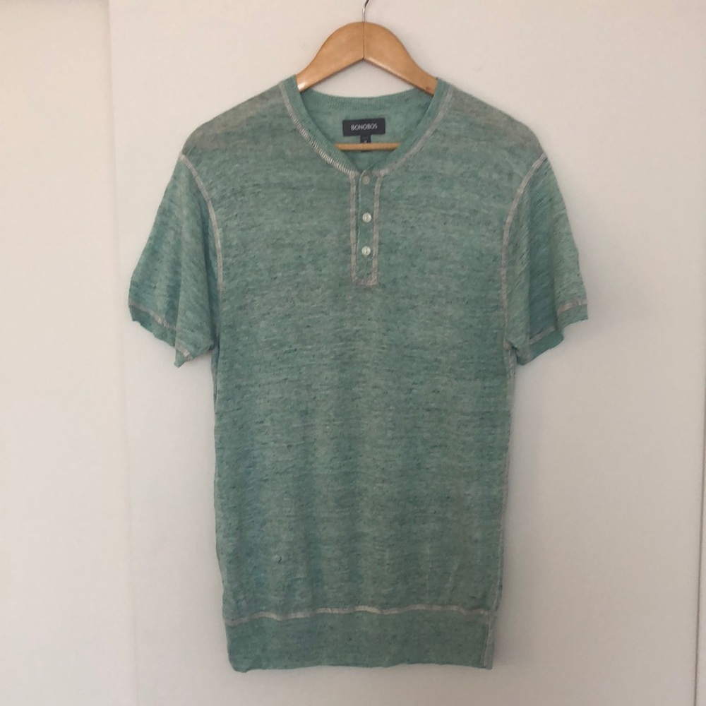 Brand New Sea Green Bonobos Linen Henley